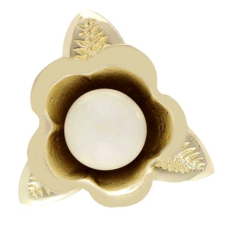 Golden Iron Cream Ceramic Bloom Cabinet Knobs